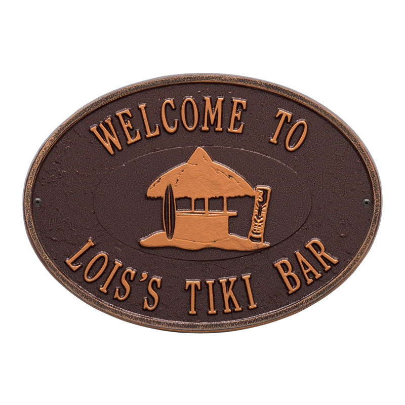 Whitehall Tiki Hut Personalized Plaque - Antique Copper