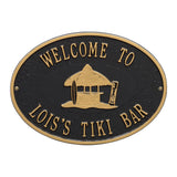 Whitehall Tiki Hut Personalized Plaque - Black/Gold