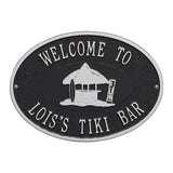 Whitehall Tiki Hut Personalized Plaque - Black/Silver