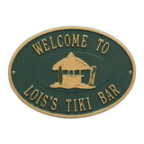 Whitehall Tiki Hut Personalized Plaque - Green/Gold