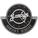 Whitehall Garage 12" Indoor Outdoor Wall Clock Personalized Plaque - Black/Silver
