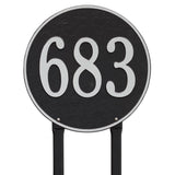 Whitehall Round 15" Diameter Lawn 1-Line Personalized Address Plaque - Black/Silver