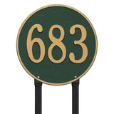 Whitehall Round 15" Diameter Lawn 1-Line Personalized Address Plaque - Green/Gold