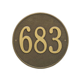 Whitehall Round 15" Diameter Wall 1-Line Personalized Address Plaque - Antique Brass
