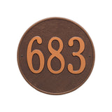 Whitehall Round 15" Diameter Wall 1-Line Personalized Address Plaque - Antique Copper