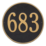 Whitehall Round 15" Diameter Wall 1-Line Personalized Address Plaque - Black/Gold