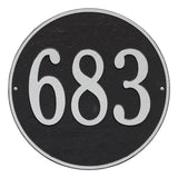 Whitehall Round 15" Diameter Wall 1-Line Personalized Address Plaque - Black/Silver