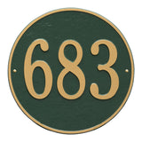 Whitehall Round 15" Diameter Wall 1-Line Personalized Address Plaque - Green/Gold