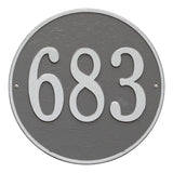 Whitehall Round 15" Diameter Wall 1-Line Personalized Address Plaque - Pewter/Silver