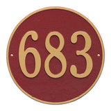 Whitehall Round 15" Diameter Wall 1-Line Personalized Address Plaque - Red/Gold