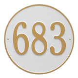 Whitehall Round 15" Diameter Wall 1-Line Personalized Address Plaque - White/Gold