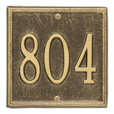 Whitehall Square Petite Wall 1-Line Personalized Address Plaque - Antique Brass