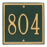 Whitehall Square Petite Wall 1-Line Personalized Address Plaque - Green/Gold