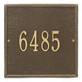 Whitehall Square Standard Wall 1-Line Personalized Address Plaque - Antique Brass