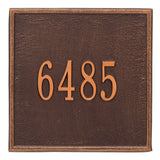 Whitehall Square Standard Wall 1-Line Personalized Address Plaque - Antique Copper