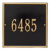 Whitehall Square Standard Wall 1-Line Personalized Address Plaque - Black/Gold