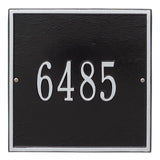 Whitehall Square Standard Wall 1-Line Personalized Address Plaque - Black/Silver