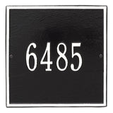 Whitehall Square Standard Wall 1-Line Personalized Address Plaque - Black/White