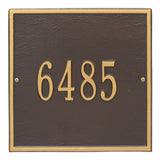 Whitehall Square Standard Wall 1-Line Personalized Address Plaque - Bronze/Gold