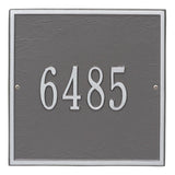 Whitehall Square Standard Wall 1-Line Personalized Address Plaque - Pewter/Silver