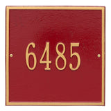 Whitehall Square Standard Wall 1-Line Personalized Address Plaque - Red/Gold