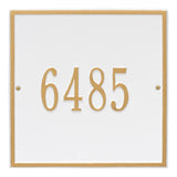 Whitehall Square Standard Wall 1-Line Personalized Address Plaque - White/Gold