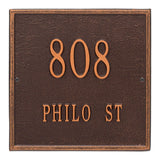Whitehall Square Standard Wall 2-Line Personalized Address Plaque - Antique Copper