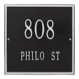 Whitehall Square Standard Wall 2-Line Personalized Address Plaque - Black/Silver