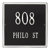 Whitehall Square Standard Wall 2-Line Personalized Address Plaque - Black/White