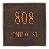 Whitehall Square Standard Wall 2-Line Personalized Address Plaque - Oil-Rubbed Bronze