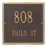 Whitehall Square Standard Wall 2-Line Personalized Address Plaque - Bronze/Gold