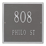 Whitehall Square Standard Wall 2-Line Personalized Address Plaque - Pewter/Silver