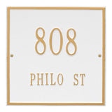 Whitehall Square Standard Wall 2-Line Personalized Address Plaque - White/Gold