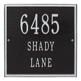 Whitehall Square Standard Wall 3-Line Personalized Address Plaque - Black/Silver