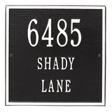 Whitehall Square Standard Wall 3-Line Personalized Address Plaque - Black/White