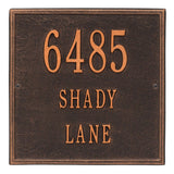 Whitehall Square Standard Wall 3-Line Personalized Address Plaque - Oil-Rubbed Bronze
