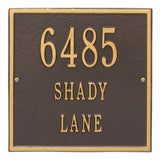 Whitehall Square Standard Wall 3-Line Personalized Address Plaque - Bronze/Gold