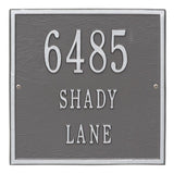Whitehall Square Standard Wall 3-Line Personalized Address Plaque - Pewter/Silver