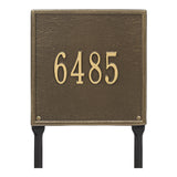 Whitehall Square Standard Lawn 1-Line Personalized Address Plaque - Antique Brass