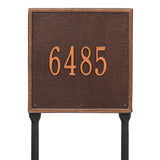 Whitehall Square Standard Lawn 1-Line Personalized Address Plaque - Antique Copper