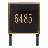 Whitehall Square Standard Lawn 1-Line Personalized Address Plaque - Black/Gold