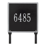 Whitehall Square Standard Lawn 1-Line Personalized Address Plaque - Black/Silver