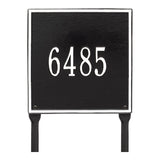 Whitehall Square Standard Lawn 1-Line Personalized Address Plaque - Black/White