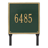 Whitehall Square Standard Lawn 1-Line Personalized Address Plaque - Green/Gold
