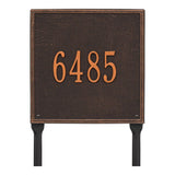 Whitehall Square Standard Lawn 1-Line Personalized Address Plaque - Oil-Rubbed Bronze