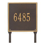 Whitehall Square Standard Lawn 1-Line Personalized Address Plaque - Bronze/Gold
