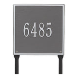 Whitehall Square Standard Lawn 1-Line Personalized Address Plaque - Pewter/Silver
