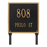 Whitehall Square Standard Lawn 2-Line Personalized Address Plaque - Black/Gold