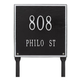 Whitehall Square Standard Lawn 2-Line Personalized Address Plaque - Black/Silver