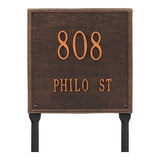 Whitehall Square Standard Lawn 2-Line Personalized Address Plaque - Oil-Rubbed Bronze